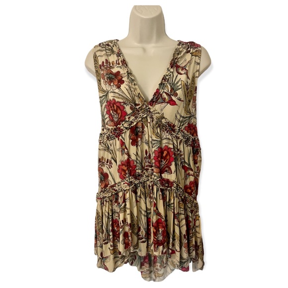 Free People Purple Haze Floral and Bird Print Tunic/ Mini Dress sz XS - Picture 3 of 8